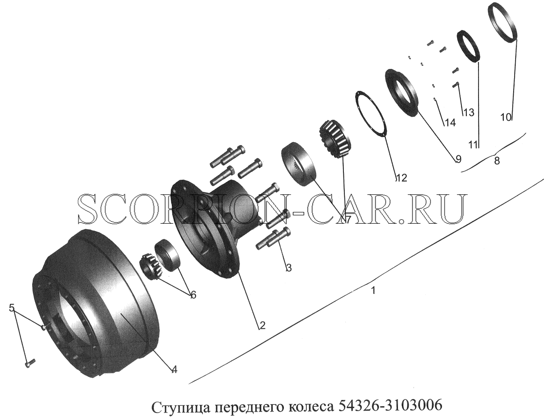 СТУПИЦА ПЕРЕДНЕГО КОЛЕСА 54326-3103006 555142