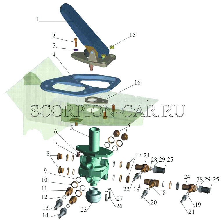 ТОРМОЗНОЙ КРАН С ПРИСОЕДИНИТЕЛЬНОЙ АРМАТУРОЙ 5337