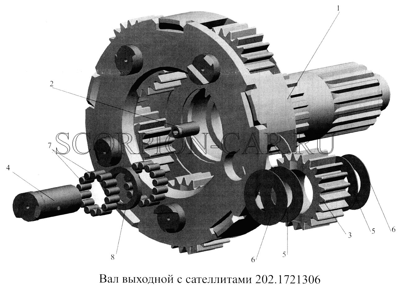 ВАЛ ВЫХОДНОЙ С САТЕЛЛИТАМИ 202.1111306 555102