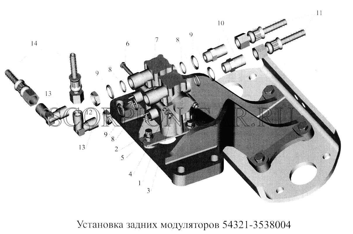 УСТАНОВКА ЗАДНИХ МОДУЛЯТОРОВ 54321-3538004 555102