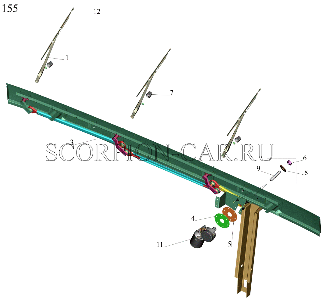 УСТАНОВКА СТЕКЛООЧИСТИТЕЛЯ 6430-3700041-001 6516V8