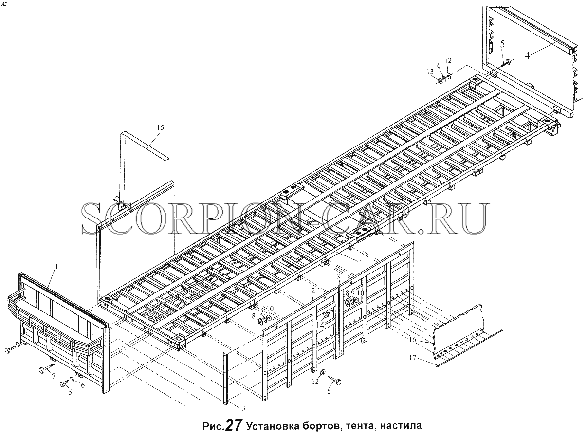 УСТАНОВКА БОРТОВ, ТЕНТА, НАСТИЛА 3PP59