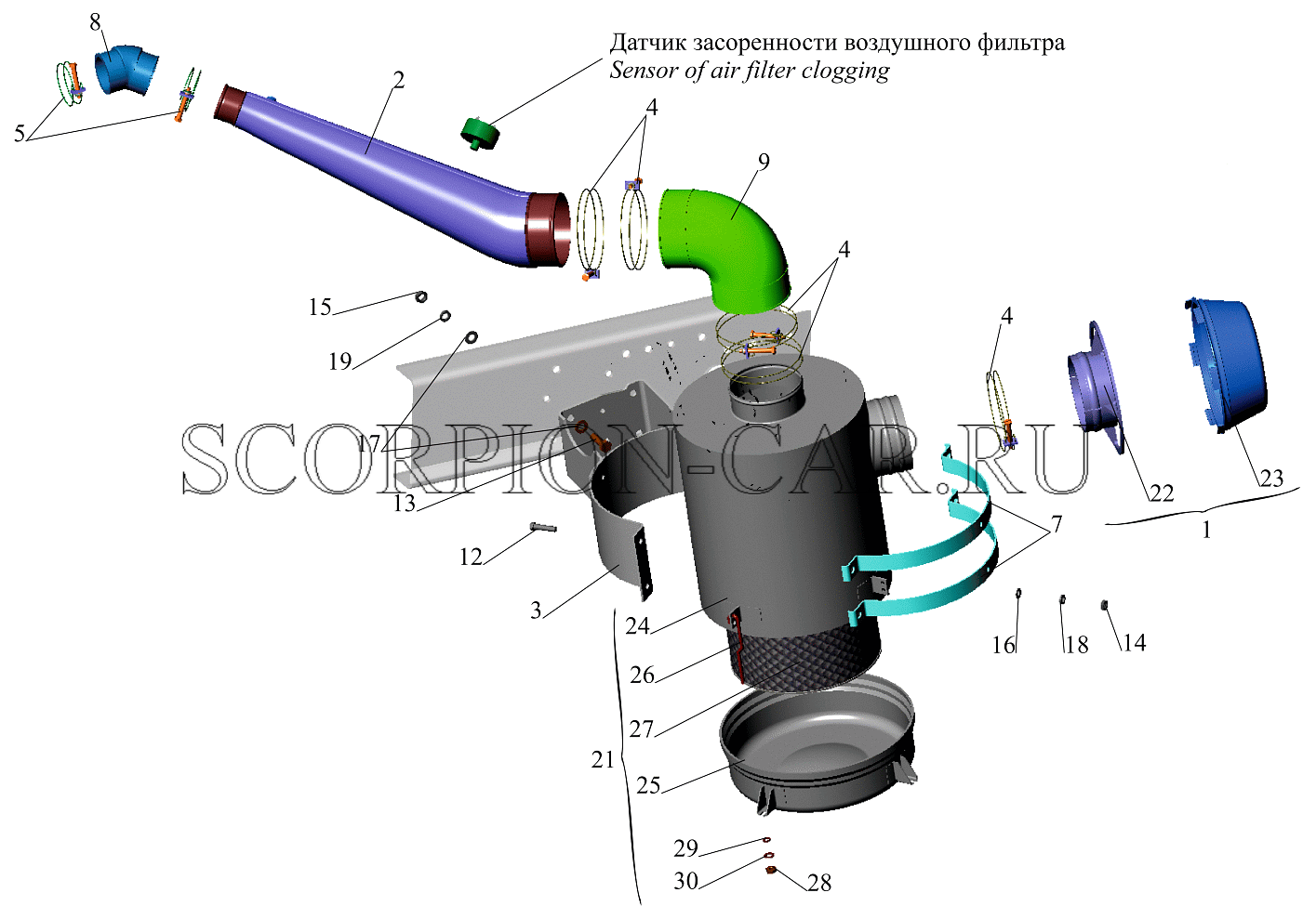 Крепление воздушного фильтра веста