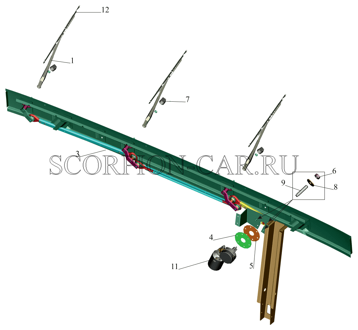 УСТАНОВКА СТЕКЛООЧИСТИТЕЛЯ 6430-3700041-001 5550V5