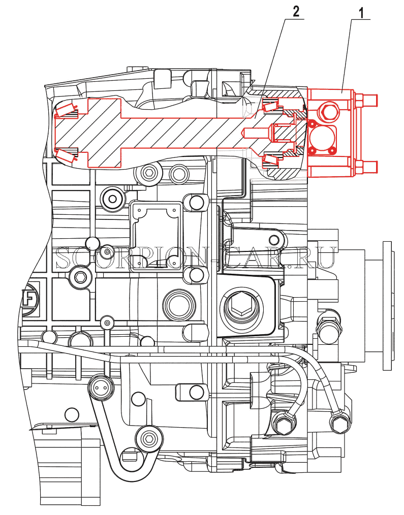 УСТАНОВКА КОРОБКИ ОТБОРА МОЩНОСТИ И НАСОСА 5550V5-8600007-069 631019