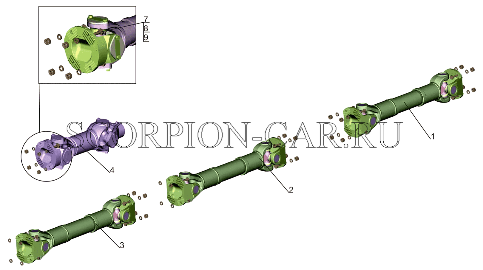 УСТАНОВКА КАРДАННЫХ ВАЛОВ 641708-2200000 6517X9