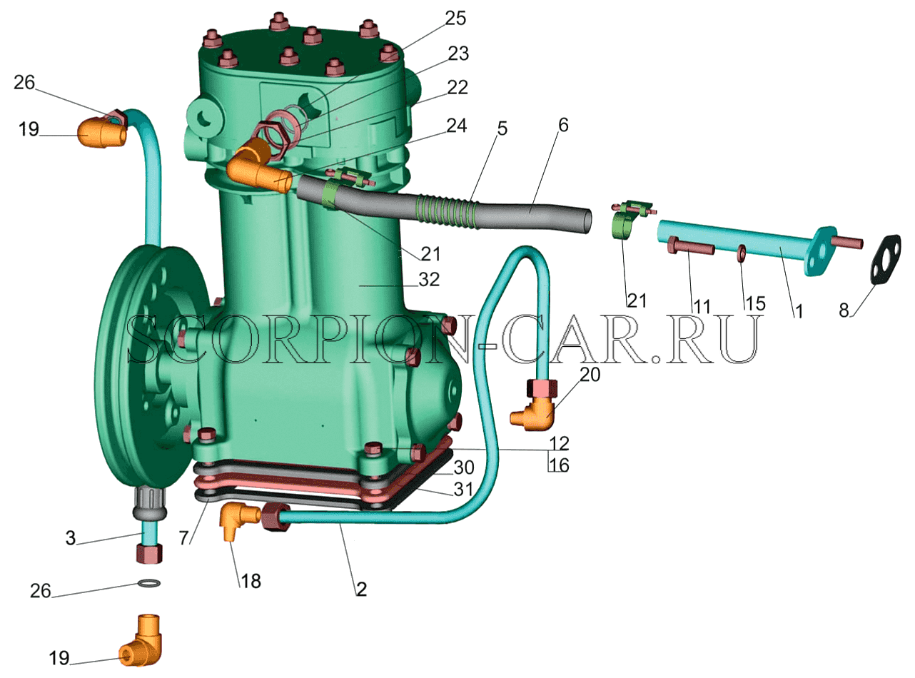 УСТАНОВКА ПНЕВМОКОМПРЕССОРА 642208-3500014 6517X9
