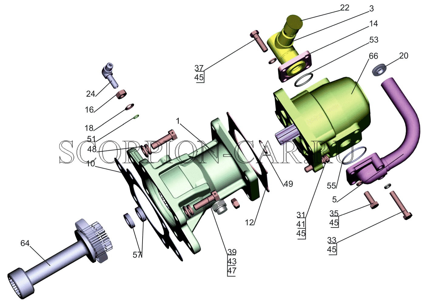 УСТАНОВКА КОРОБКИ ОТБОРА МОЩНОСТИ И НАСОСА 651705-8600007, (-700) 6517X9
