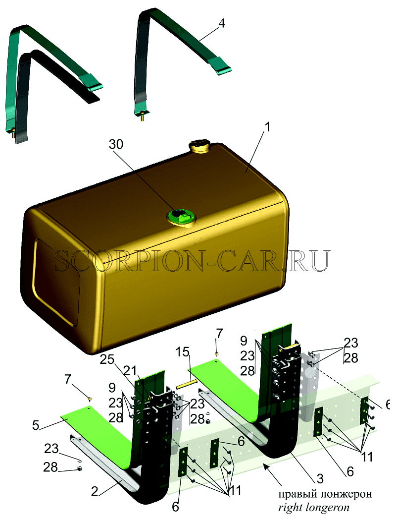 УСТАНОВКА ТОПЛИВНОГО БАКА 5440B9-1101002 (500 ЛИТРОВ) 5440B9