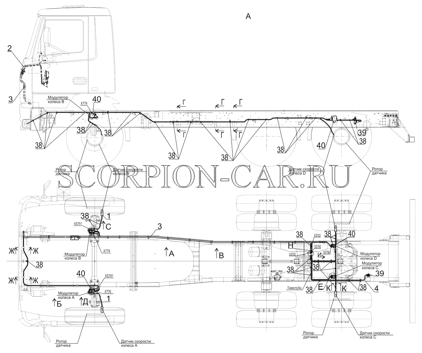 УСТАНОВКА ЭЛЕКТРООБОРУДОВАНИЯ АБС ТОРМОЗОВ 6501W6-3800040-000, (-001), (-010), (-011) 6501B5
