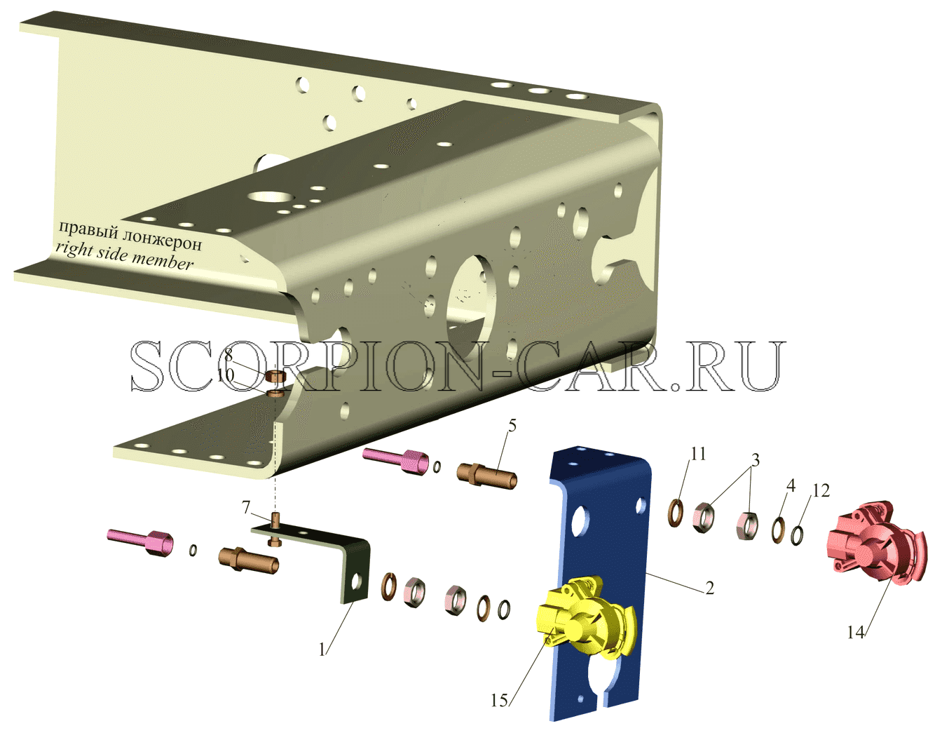 ПНЕВМОВЫВОД К ПРИЦЕПУ 6310E9-3521004-010 6312B5