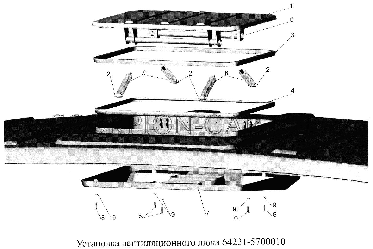 УСТАНОВКА ВЕНТИЛЯЦИОННОГО ЛЮКА 64721-5700010 5516А5