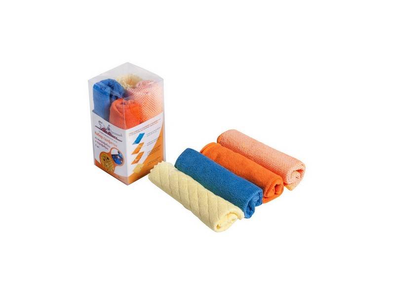 ABV07 | AB-V-07 Салфетка универсальная (микроф+иск.замша) (20*20) к-т 4шт.блистер 