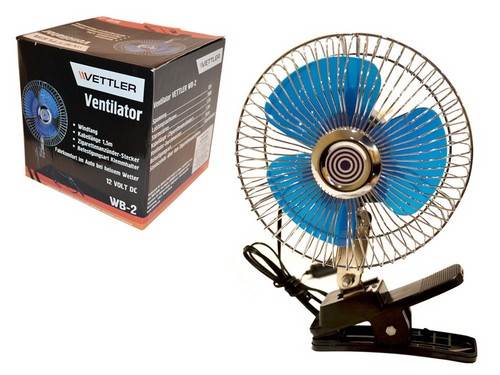 WB2 | 000-0-000WB-2-00 Вентилятор салонный 12V 20 Вт. на зажиме D15см VETTLER